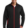 Sport-Tek Mens Sport-Wick Moisture Wicking Full Zip Jacket - Black/True Red