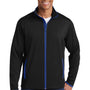 Sport-Tek Mens Sport-Wick Moisture Wicking Full Zip Jacket - Black/True Royal Blue