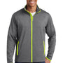 Sport-Tek Mens Sport-Wick Moisture Wicking Full Zip Jacket - Heather Charcoal Grey/Charge Green