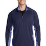 Sport-Tek Mens Sport-Wick Moisture Wicking 1/4 Zip Sweatshirt - True Navy Blue/Heather True Navy Blue