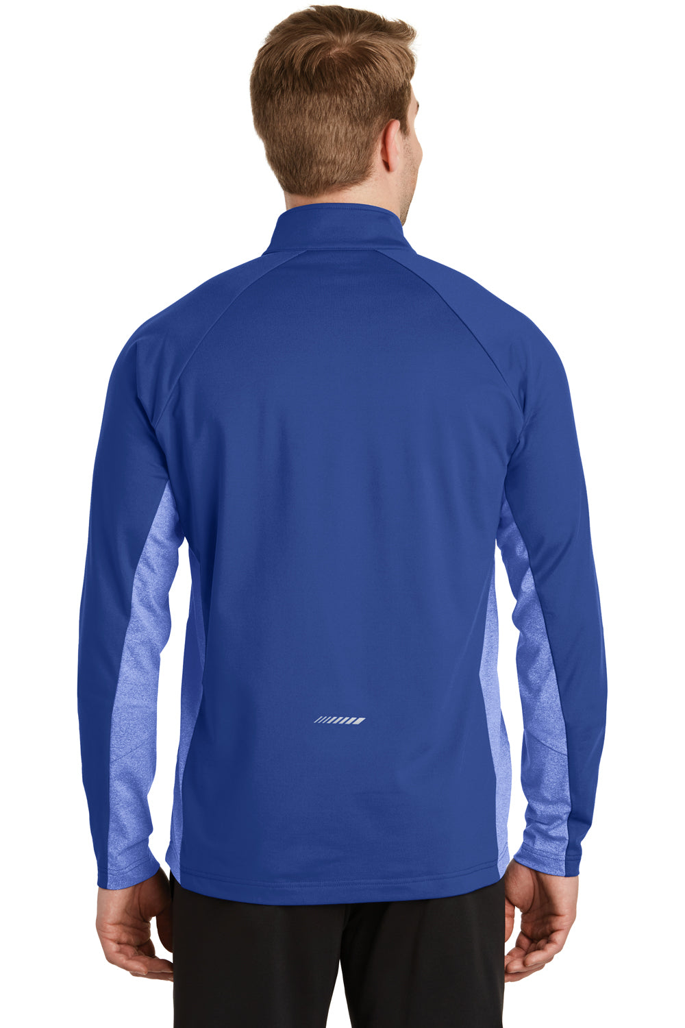 Sport-Tek ST854 Mens Sport-Wick Moisture Wicking 1/4 Zip Sweatshirt Royal Blue/Heather Royal Blue Back