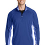 Sport-Tek Mens Sport-Wick Moisture Wicking 1/4 Zip Sweatshirt - True Royal Blue/Heather True Royal Blue