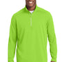 Sport-Tek Mens Sport-Wick Moisture Wicking 1/4 Zip Sweatshirt - Lime Shock Green - Closeout