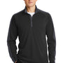 Sport-Tek Mens Sport-Wick Moisture Wicking 1/4 Zip Sweatshirt - Black/Iron Grey