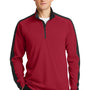 Sport-Tek Mens Sport-Wick Moisture Wicking 1/4 Zip Sweatshirt - Deep Red/Black