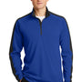 Sport-Tek Mens Sport-Wick Moisture Wicking 1/4 Zip Sweatshirt - True Royal Blue/Black