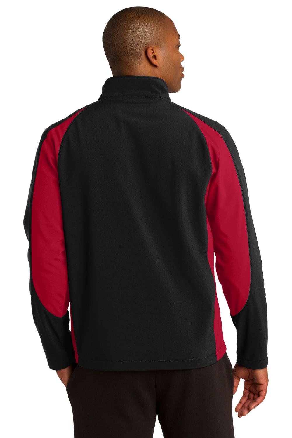Sport-Tek ST970 Mens Water Resistant Full Zip Jacket Black/Red Back