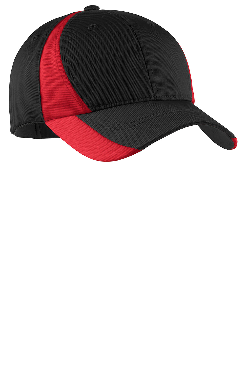 Sport-Tek STC11 Mens Dry Zone Moisture Wicking Adjustable Hat Black/Red Front