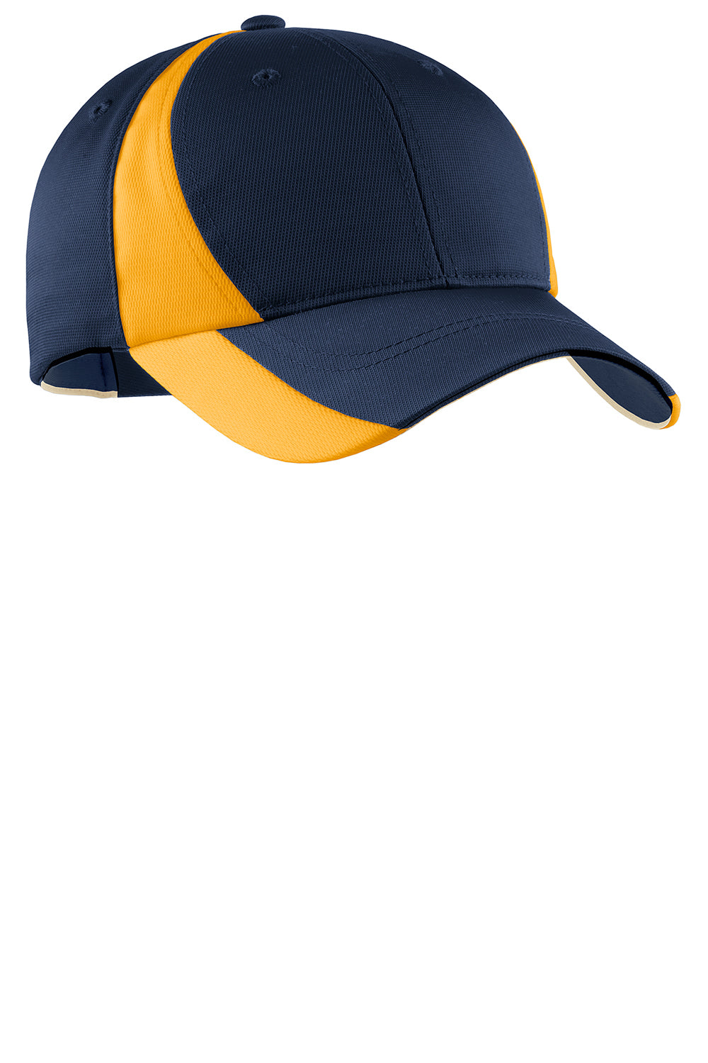 Sport-Tek STC11 Mens Dry Zone Moisture Wicking Adjustable Hat Navy Blue/Gold Front