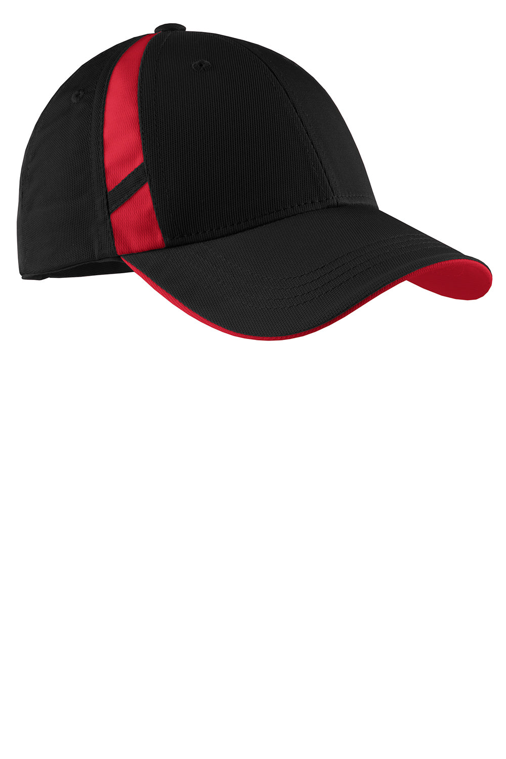 Sport-Tek STC12 Mens Dry Zone Moisture Wicking Adjustable Hat Black/Red Front
