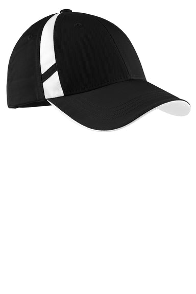 Sport-Tek STC12 Mens Dry Zone Moisture Wicking Adjustable Hat Black/White Front