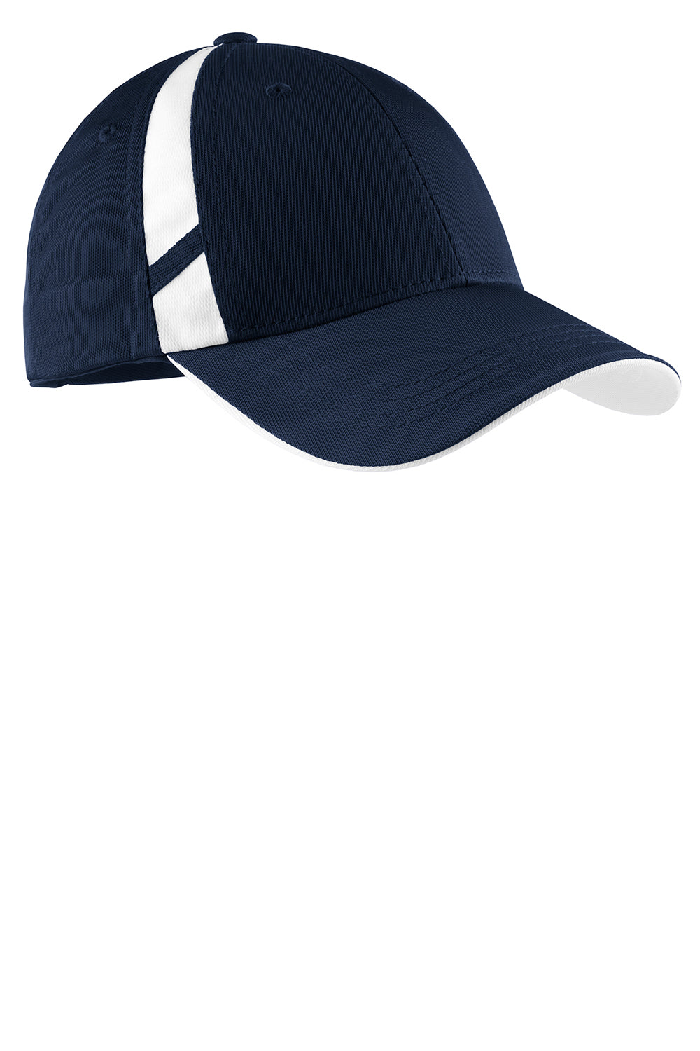 Sport-Tek STC12 Mens Dry Zone Moisture Wicking Adjustable Hat Navy Blue/White Front