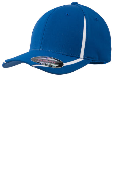 Sport-Tek STC16 Mens Moisture Wicking Stretch Fit Hat Royal Blue/White Front