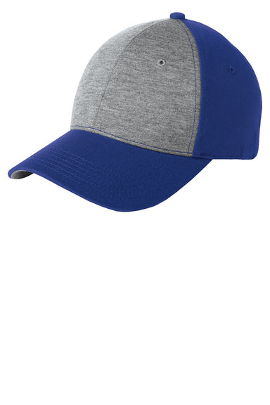 Sport-Tek STC18 Mens Adjustable Hat Heather Vintage Grey/Royal Blue Front