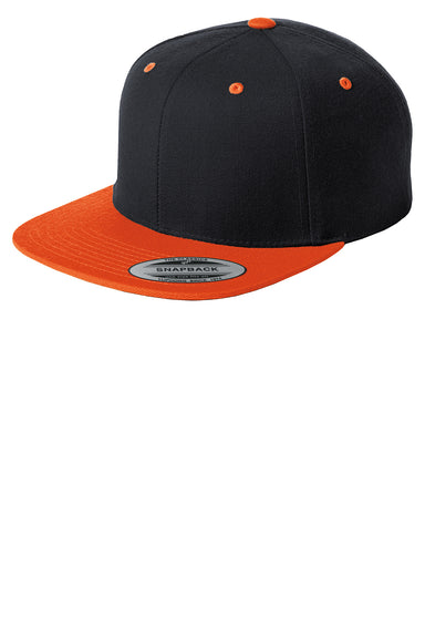 Sport-Tek STC19 Mens Adjustable Hat Black/Orange Front