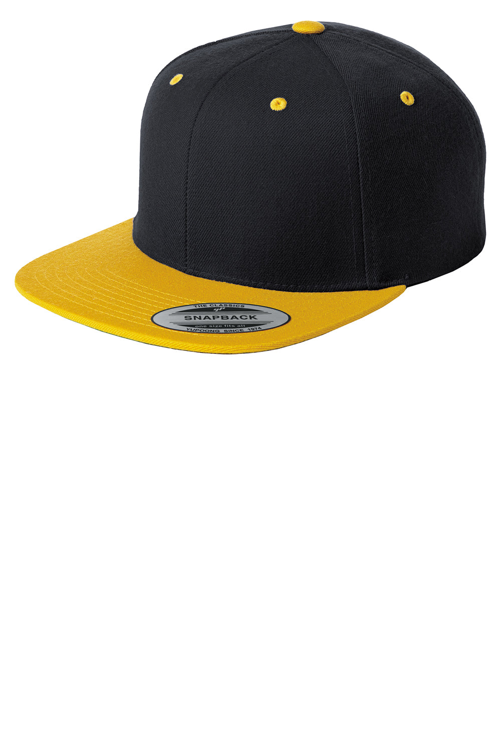 Sport-Tek STC19 Mens Adjustable Hat Black/Gold Front