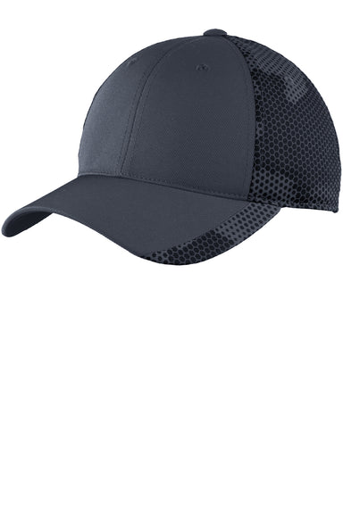 Sport-Tek STC23 Mens CamoHex Moisture Wicking Adjustable Hat Iron Grey Front