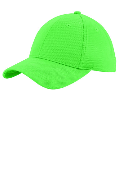 Sport-Tek STC26 Mens Moisture Wicking Adjustable Hat Neon Green Front