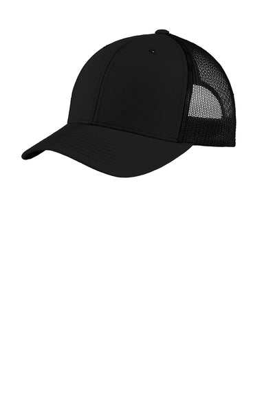 Sport-Tek STC39 Mens Adjustable Trucker Hat Black Front
