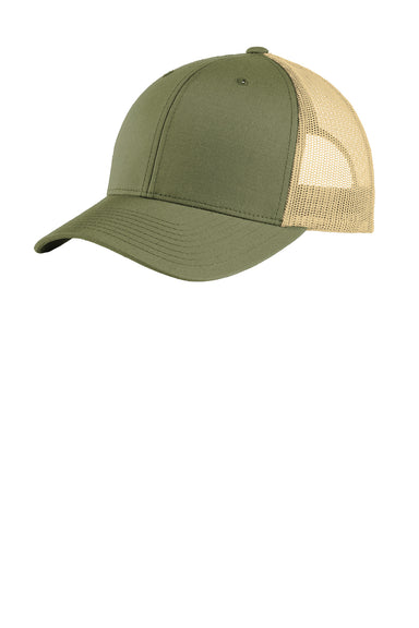 Sport-Tek STC39 Mens Adjustable Trucker Hat Olive Green Front