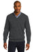 Port Authority SW285 Mens Long Sleeve V-Neck Sweater Heather Charcoal Grey Front