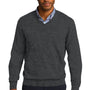 Port Authority Mens Long Sleeve V-Neck Sweater - Heather Charcoal Grey