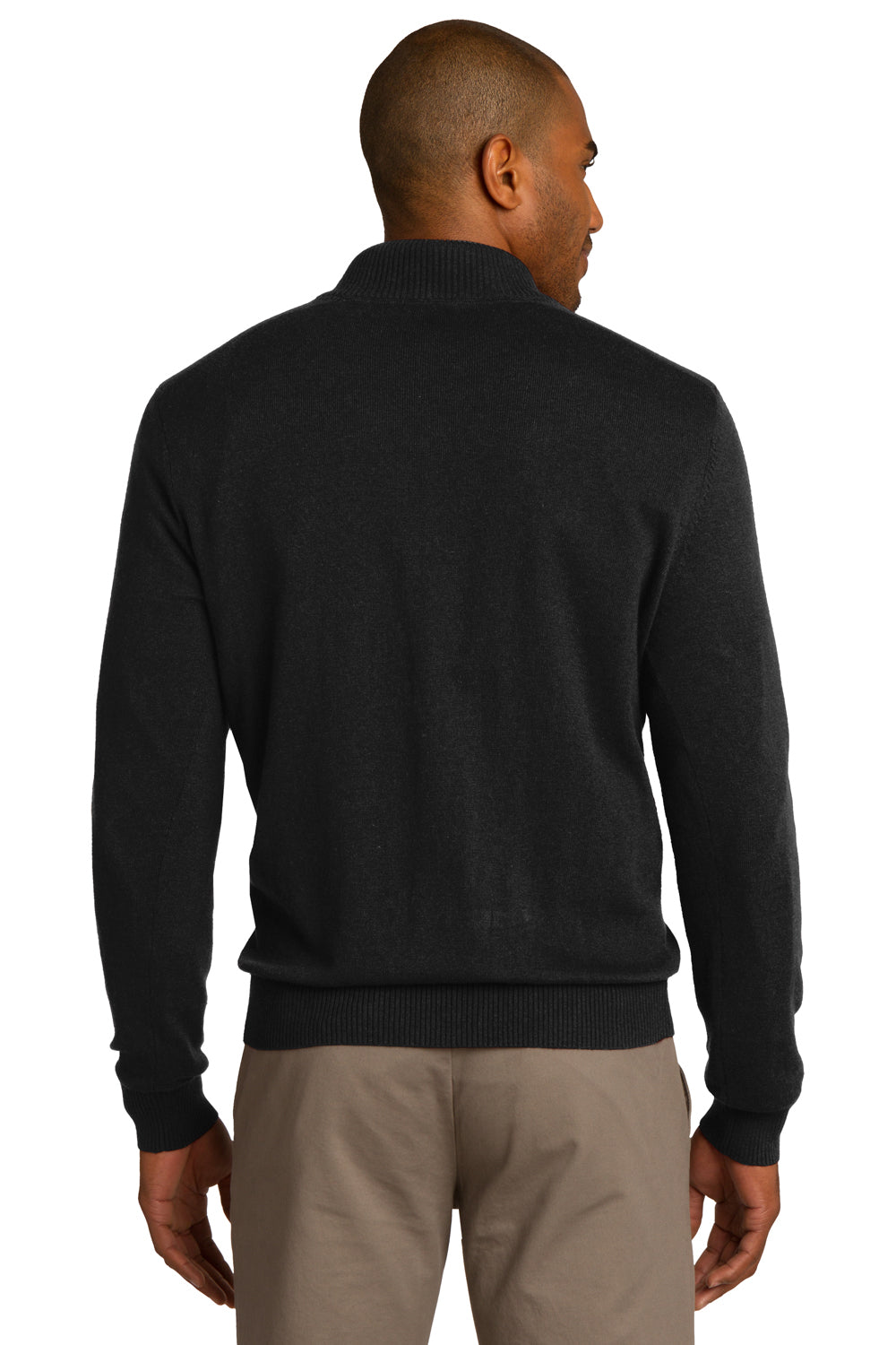Port Authority SW290 Mens Long Sleeve 1/4 Zip Sweater Black Back