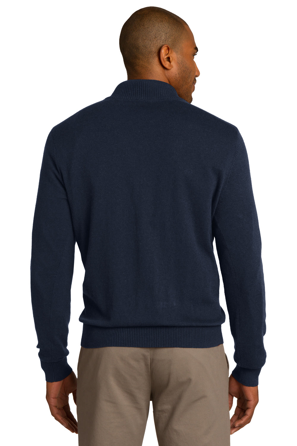 Port Authority SW290 Mens Long Sleeve 1/4 Zip Sweater Navy Blue Back