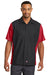 Red Kap SY20 Mens Crew Moisture Wicking Short Sleeve Button Down Shirt w/ Double Pockets Black/Red Front