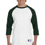 Champion Mens 3/4 Sleeve Crewneck T-Shirt - White/Dark Green