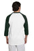 Champion T1397 Mens 3/4 Sleeve Crewneck T-Shirt White/Dark Green Back