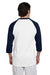 Champion T1397 Mens 3/4 Sleeve Crewneck T-Shirt White/Navy Blue Back