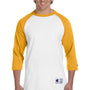Champion Mens 3/4 Sleeve Crewneck T-Shirt - White/Gold