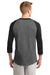 Sport-Tek T200 Mens 3/4 Sleeve Crewneck T-Shirt Heather Dark Grey/Black Back