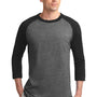 Sport-Tek Mens 3/4 Sleeve Crewneck T-Shirt - Heather Dark Grey/Black