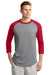 Sport-Tek T200 Mens 3/4 Sleeve Crewneck T-Shirt Heather Grey/Red Front