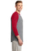 Sport-Tek T200 Mens 3/4 Sleeve Crewneck T-Shirt Heather Grey/Red Side