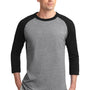 Sport-Tek Mens 3/4 Sleeve Crewneck T-Shirt - Heather Grey/Black