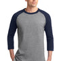 Sport-Tek Mens 3/4 Sleeve Crewneck T-Shirt - Heather Grey/Navy Blue