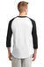 Sport-Tek T200 Mens 3/4 Sleeve Crewneck T-Shirt White/Black Back