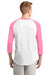 Sport-Tek T200 Mens 3/4 Sleeve Crewneck T-Shirt White/Pink Back