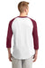 Sport-Tek T200 Mens 3/4 Sleeve Crewneck T-Shirt White/Cardinal Red Back
