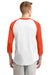 Sport-Tek T200 Mens 3/4 Sleeve Crewneck T-Shirt White/Orange Back