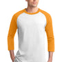 Sport-Tek Mens 3/4 Sleeve Crewneck T-Shirt - White/Gold
