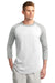 Sport-Tek T200 Mens 3/4 Sleeve Crewneck T-Shirt White/Heather Grey Front