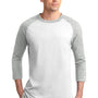 Sport-Tek Mens 3/4 Sleeve Crewneck T-Shirt - White/Heather Grey