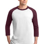 Sport-Tek Mens 3/4 Sleeve Crewneck T-Shirt - White/Maroon