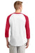 Sport-Tek T200 Mens 3/4 Sleeve Crewneck T-Shirt White/Red Back