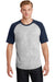 Sport-Tek T201 Mens Short Sleeve Crewneck T-Shirt Heather Grey/Navy Blue Front