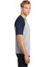 Sport-Tek T201 Mens Short Sleeve Crewneck T-Shirt Heather Grey/Navy Blue Side